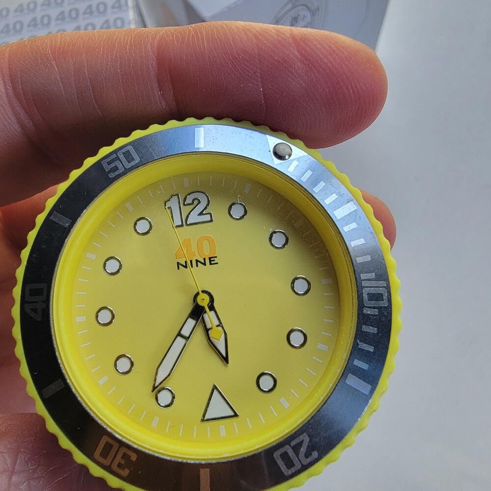 40nine Mens Watch Yellow Dial Silver Bezel Gray Case Plastic Sport Analog Quartz - Picture 6 of 16